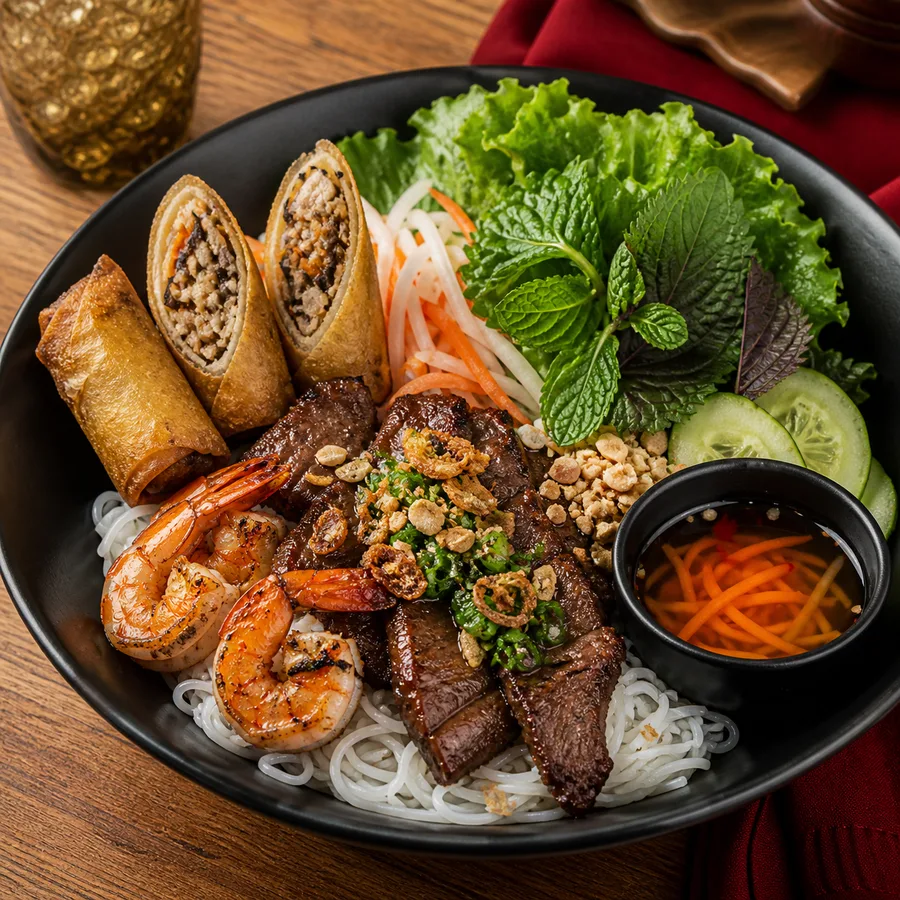 Bún Bò Nướng Đặc Biệt Chả Giò